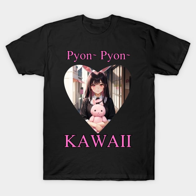 Bunny Pyon Pyon Kawaii Anime Girl T-Shirt by Clicks Clothes